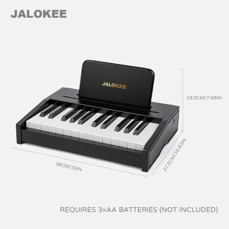 KLAWIATURA FORTEPIANOWA DLA DZIECI DREWNAINY INSTRUMENT 25 KLAWISZY CZARNY