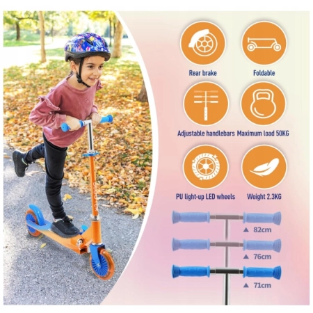 Hulajnoga Scooter TB-H203 dla dzieci, świecące koła, kolor: Pomarańczowy
