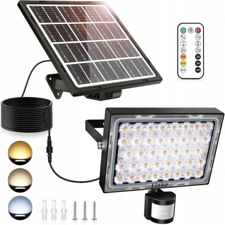 CLV Lampy Solarne Zewnętrzne Z Czujnikiem Ruchu 30W 2600LM Pilot 6 Trybów