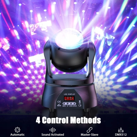 UKing ZQ02090 oświetlenie imprezowe, mini ruchoma głowica DMX512