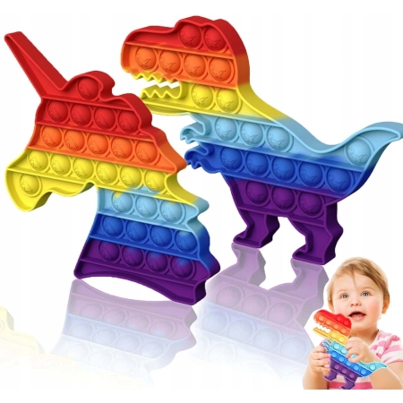 2 sztuki sensorycznych pacynek Fidget-Toys POP-IT jednorożec i dinozaur