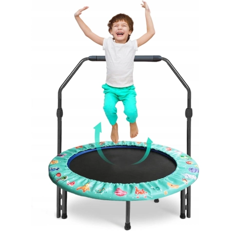 MINI TRAMPOLINA DLA DZIECI SKŁADANA REGULOWANY UCHWYT BEZPIECZNA ZIELONA