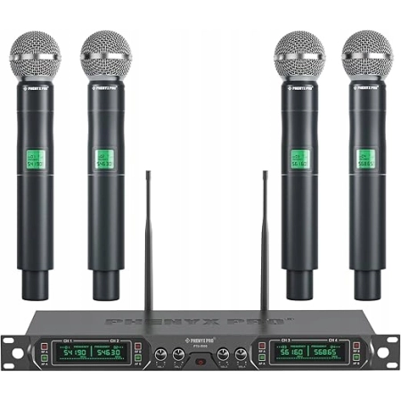 PHENYX PRO PTU 5000 Bezprzewodowe Mikrofony Karaoke, 4-Kanałowe