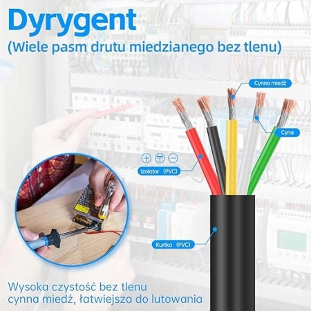 Kabel silikonowy elektryczny przewód miedź czarny 14awg 5x2mm 15 metrów