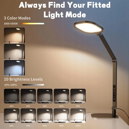 Lampa biurkowa LED LitONES F-630 15W regulacja jasności 3 tryby czarna