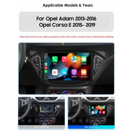 Radio samochodowe Eunavi Opel Adam 2013 -2016 Corsa E 2015 -2019 2-DIN 9