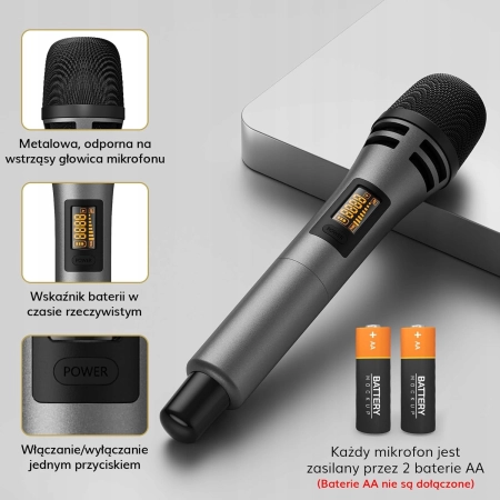 Bezprzewodowy zestaw mikrofonowy TONOR TW362 UHF z mikrofonem ręcznym