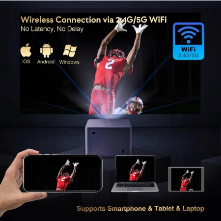 YEZMEK Projektor 4K 20000L Native 1080P 5G WiFi, dwukanałowy, Bluetooth