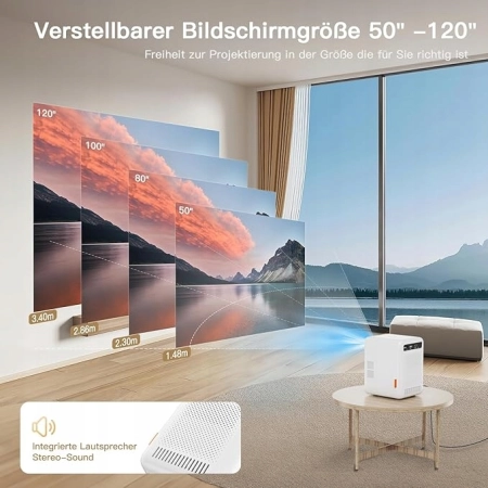 Przenośny projektor BITIWEND Full HD 1080P 5G WiFi Bluetooth, 15000 Lumenów