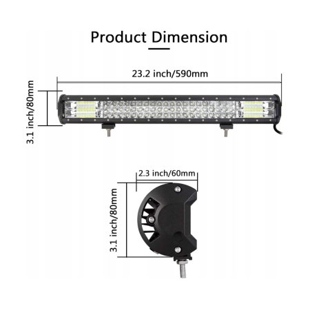 RIGIDON Listwa świetlna LED 60cm 288 W, 7D trójrzędowy 12 V