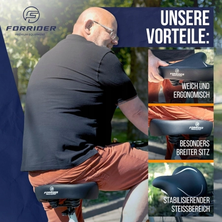 FORRIDER DUŻE Wygodne siodełko ergonomiczne z podparciem pośladkowym 33CM
