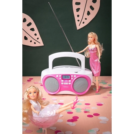 Lenco SCD-301 przenośny odtwarzacz radiowy/CD - różowy