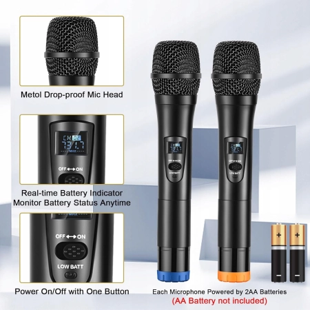 ALPOWL WXM Zhong Kong Karaoke Zestaw 2 Mikrofonów Bezprzewodowych UHF