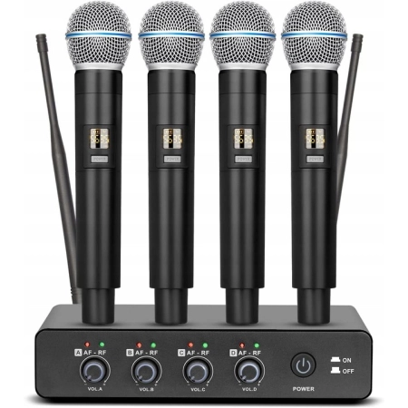 Depusheng R4 - Zestaw 4 mikrofonów bezprzewodowych UHF z odbiornikiem XLR
