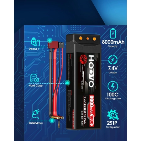 Akumulator LiPo Hoovo 8000mAh 100C 11.1V 3S 59.2Wh RC 2pak