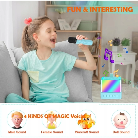 Karaoke 1 Mikrofon, dla dzieci i bezprzewodowy przenośny głośnik Bluetooth